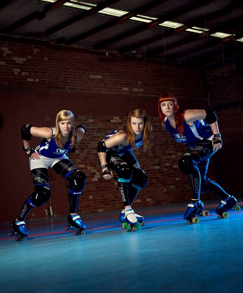 L to R: Smashin’ Pop, G-Banger and Calamity Maim from the VRDL All-Stars. Source: Calista Lyon