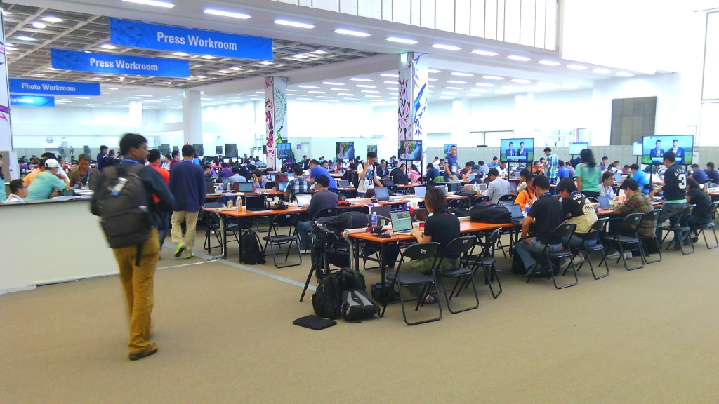 Inside the Main Press Centre at the 2014 Asian Games