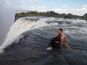 Simon, enjoying time away from footy at Victoria Falls
