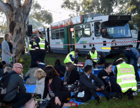 Truck and tram collision in Parkville