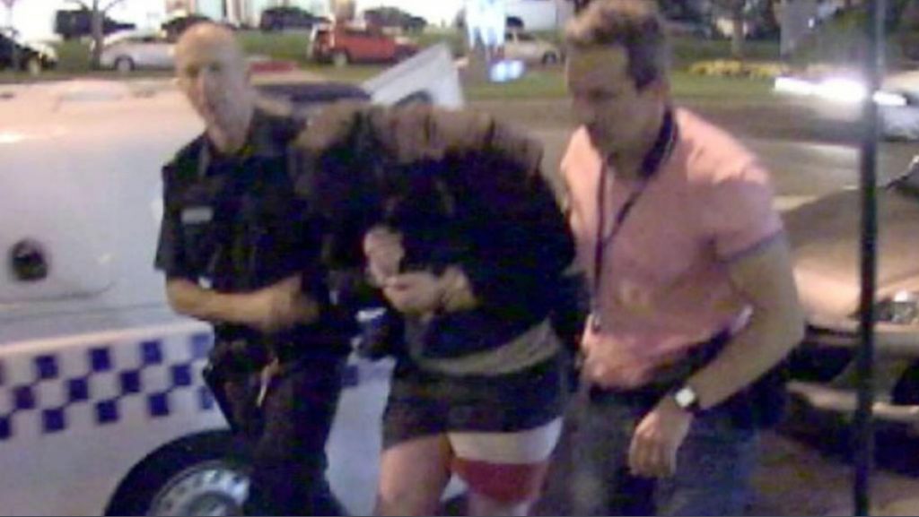 Sebastian Kennett is arrested by police last night.